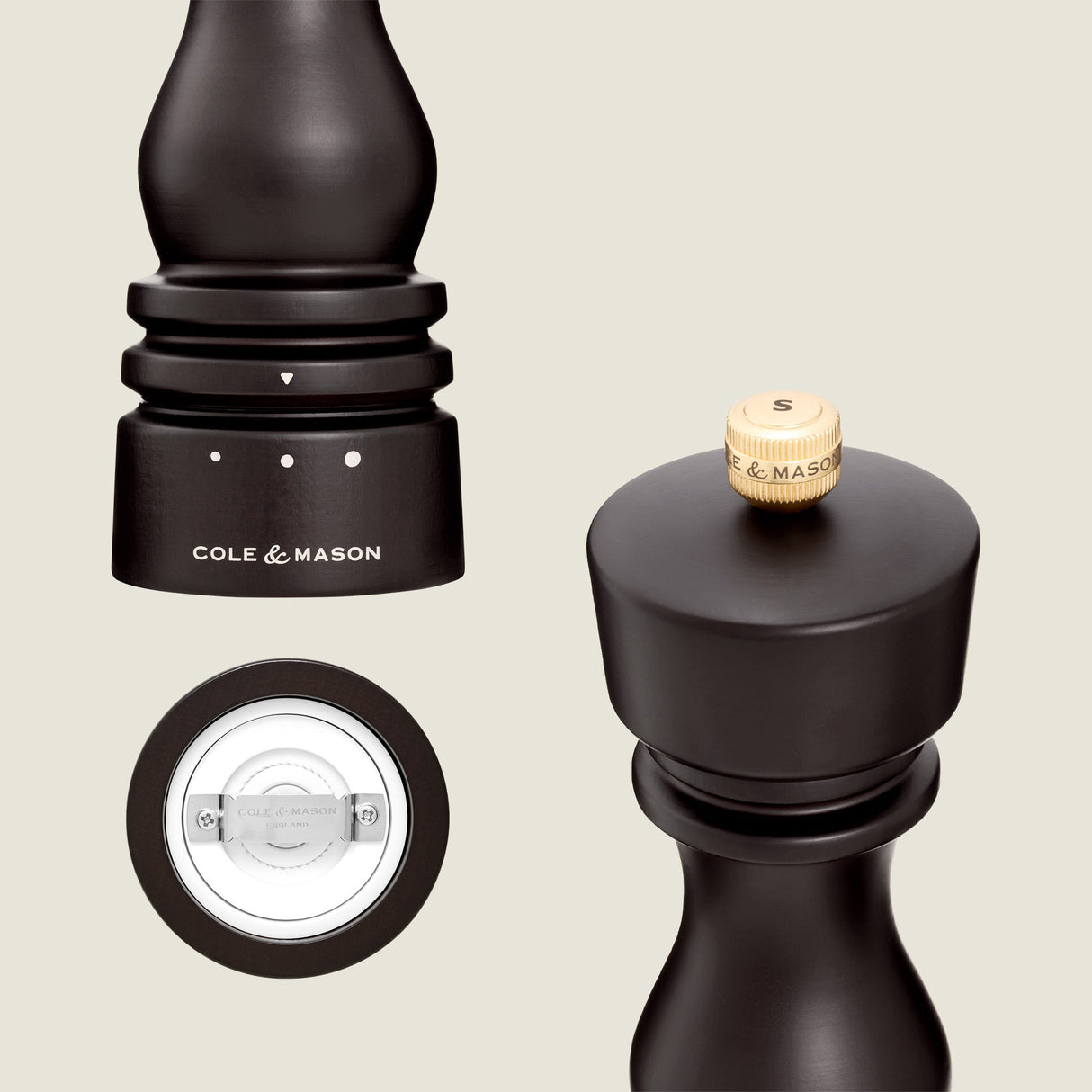Cole & Mason London Chocolate Wood Grind Select Salt & Pepper Mills