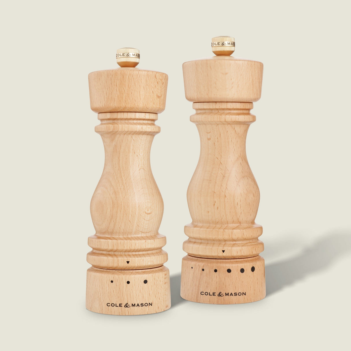 Cole & Mason London Natural Beech Grind Select Salt & Pepper Mills