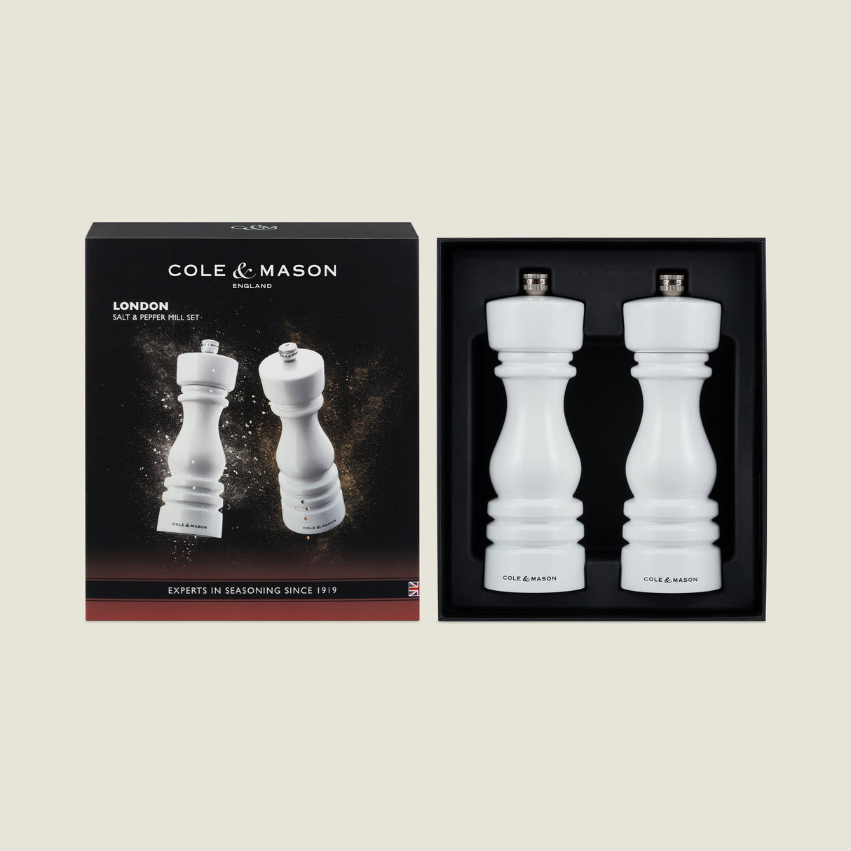 Cole & Mason London White Gloss Salt & Pepper Mills 7"