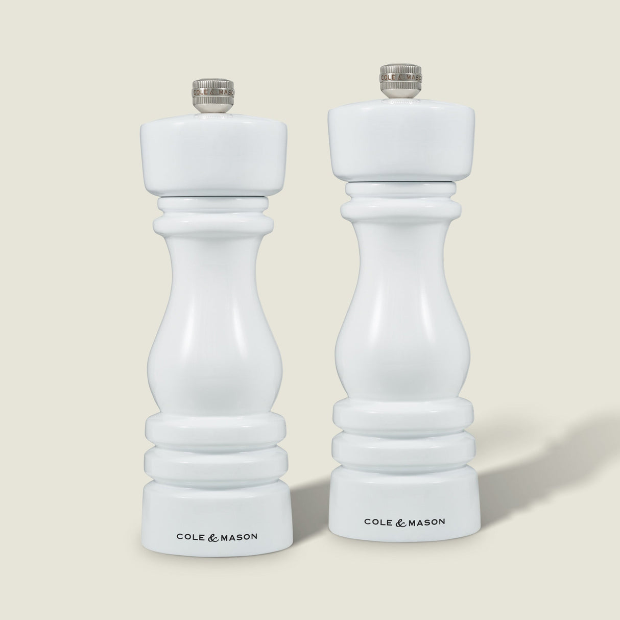 Cole & Mason London White Gloss Salt & Pepper Mills 7"