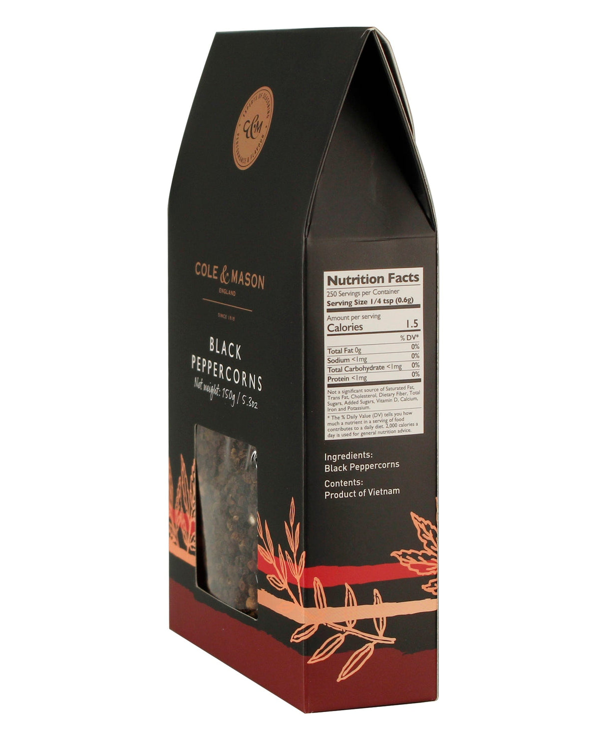 Cole & Mason Black Peppercorns Box Refill 5.3oz