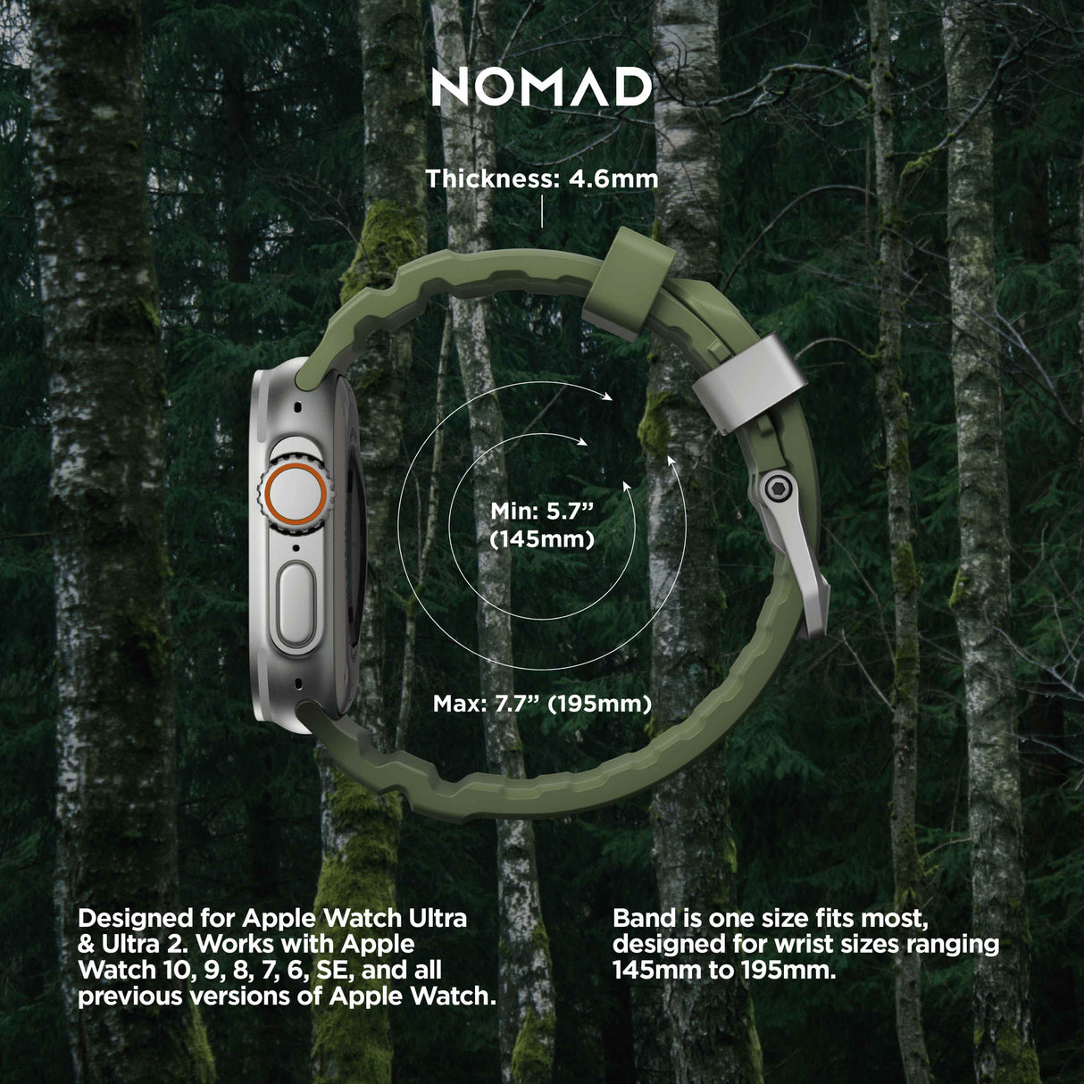 Rocky Point Band - 46mm/49mm | Forest | Natural Hardware