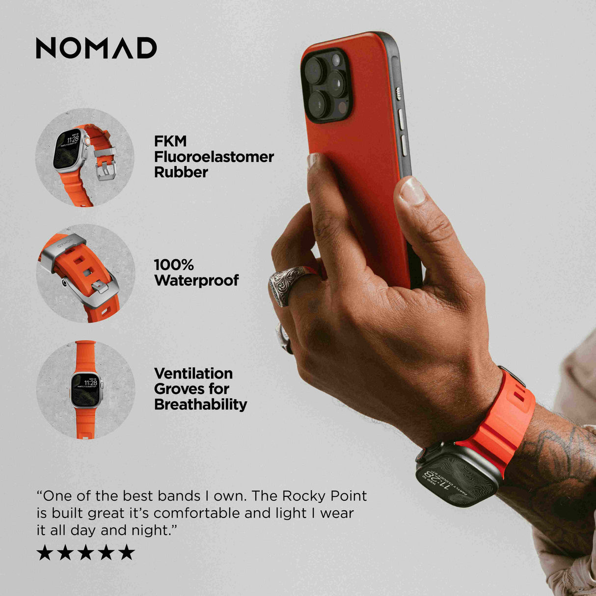 Rocky Point Band - 46mm/49mm | Magma | Natural Hardware