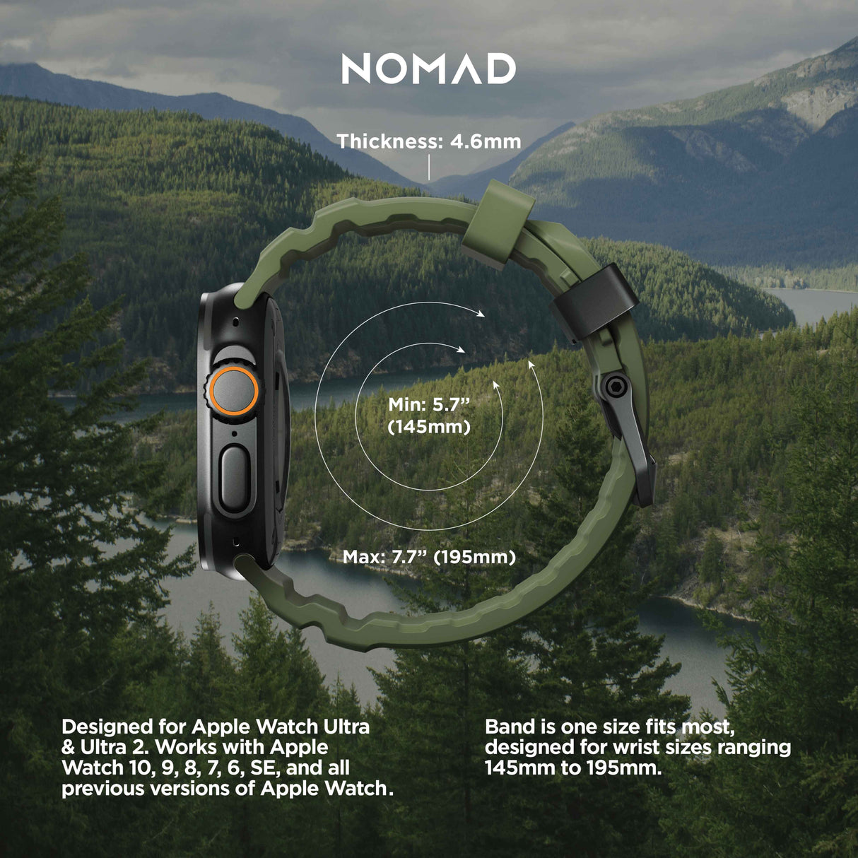 Rocky Point Band - 46mm/49mm | Forest | Black Hardware