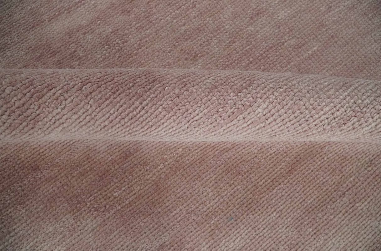 Contemporary Custom Made Modern Solid Peach Hand knotted Wool Area Rug