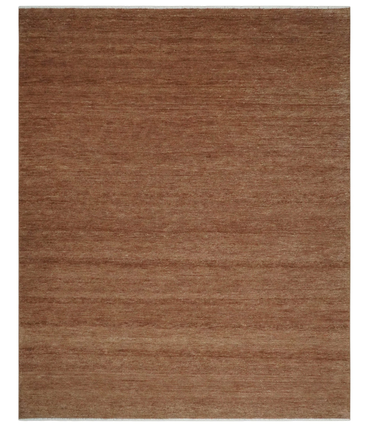 Contemporary Solid Brick Red Hand knotted Custom Made wool Area Rug