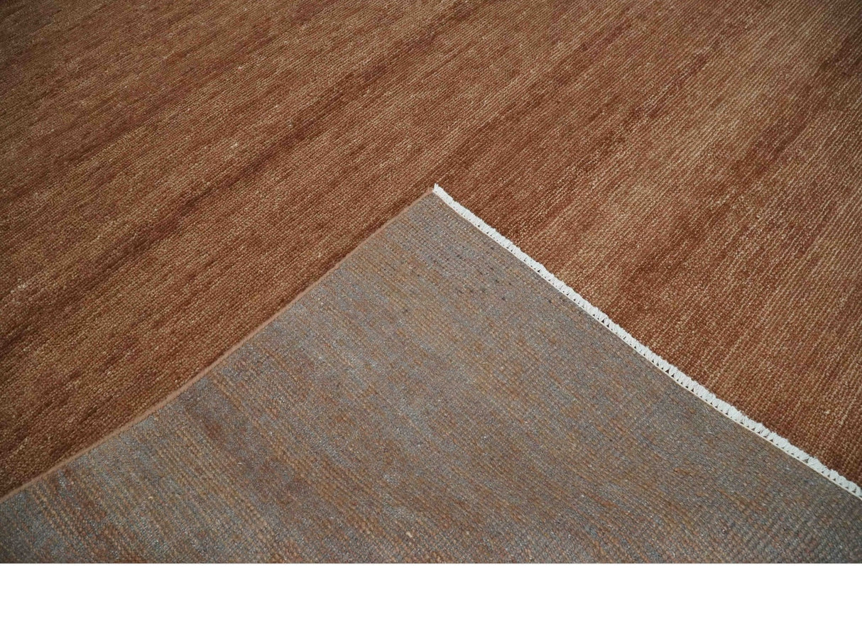 Contemporary Solid Brick Red Hand knotted Custom Made wool Area Rug