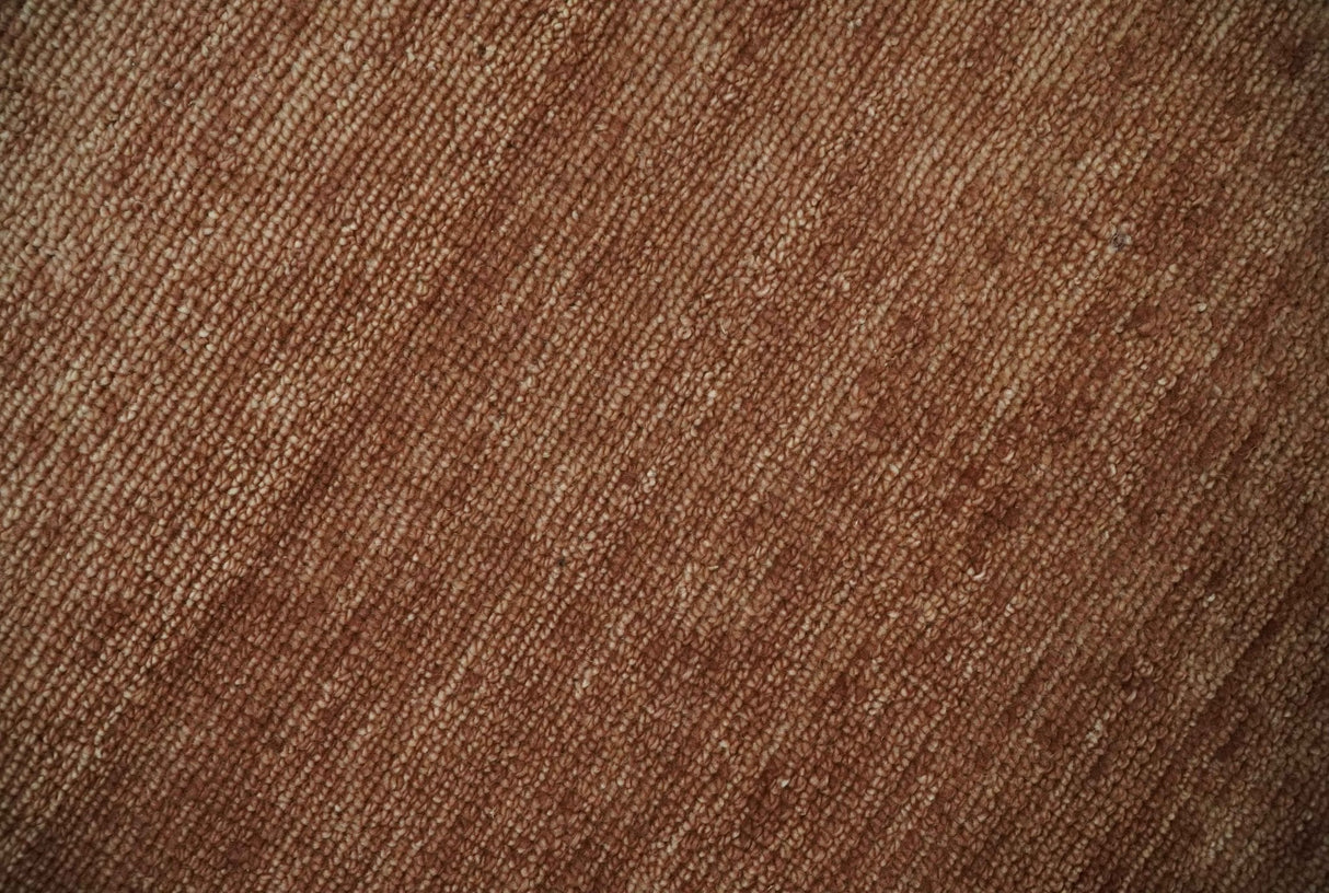 Contemporary Solid Brick Red Hand knotted Custom Made wool Area Rug