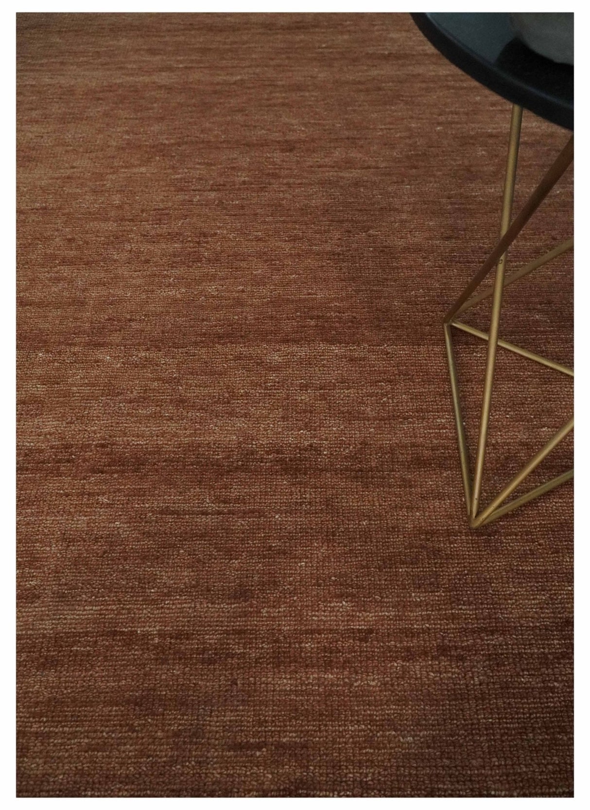 Contemporary Solid Brick Red Hand knotted Custom Made wool Area Rug