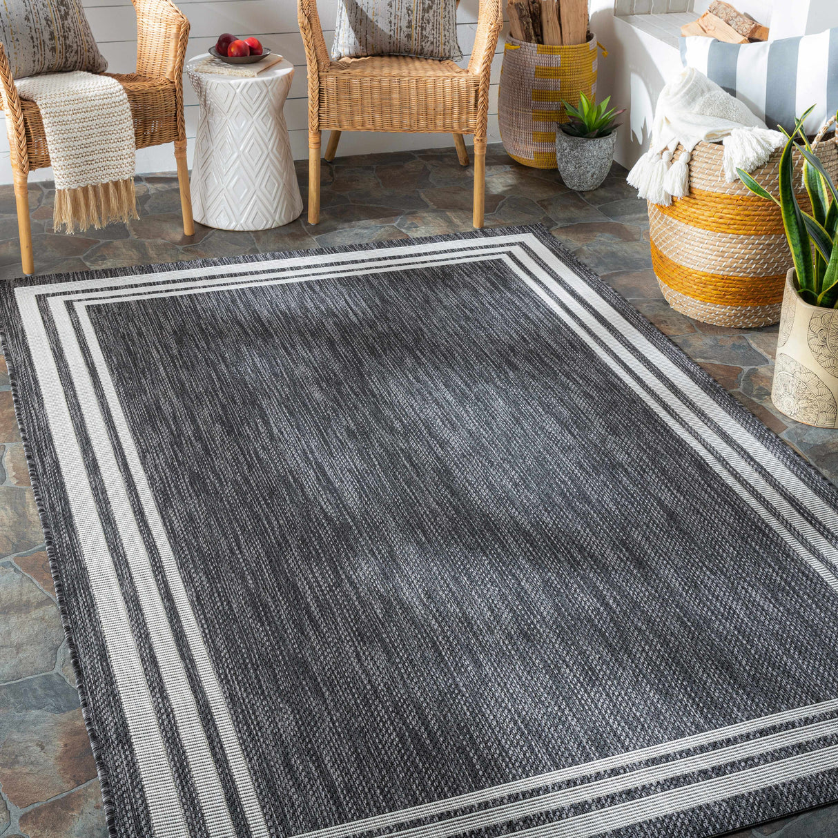Coonamble Bordered Antrasit Rug