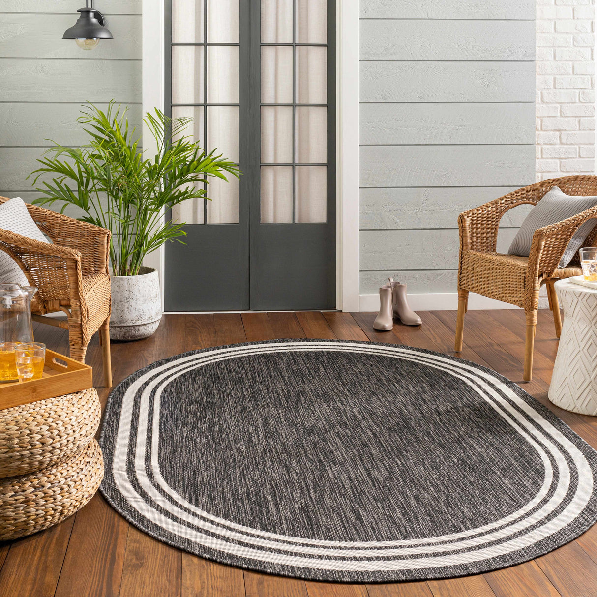 Coonamble Bordered Antrasit Rug