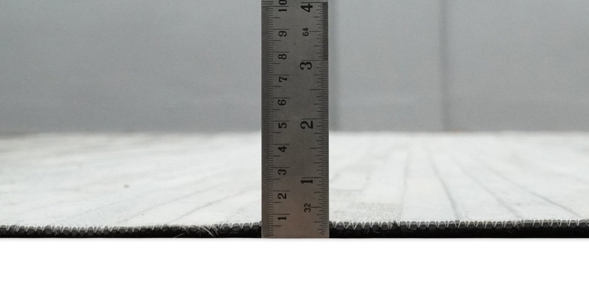 Custom Made Cowhide Leather Striped Gray and Silver Leather Rug, Modern Rug