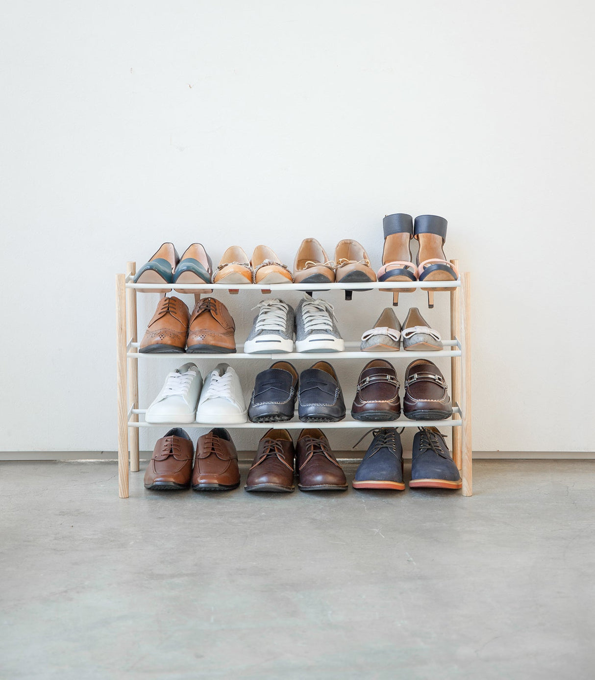 Expandable Shoe Rack (18" H) - Steel + Wood