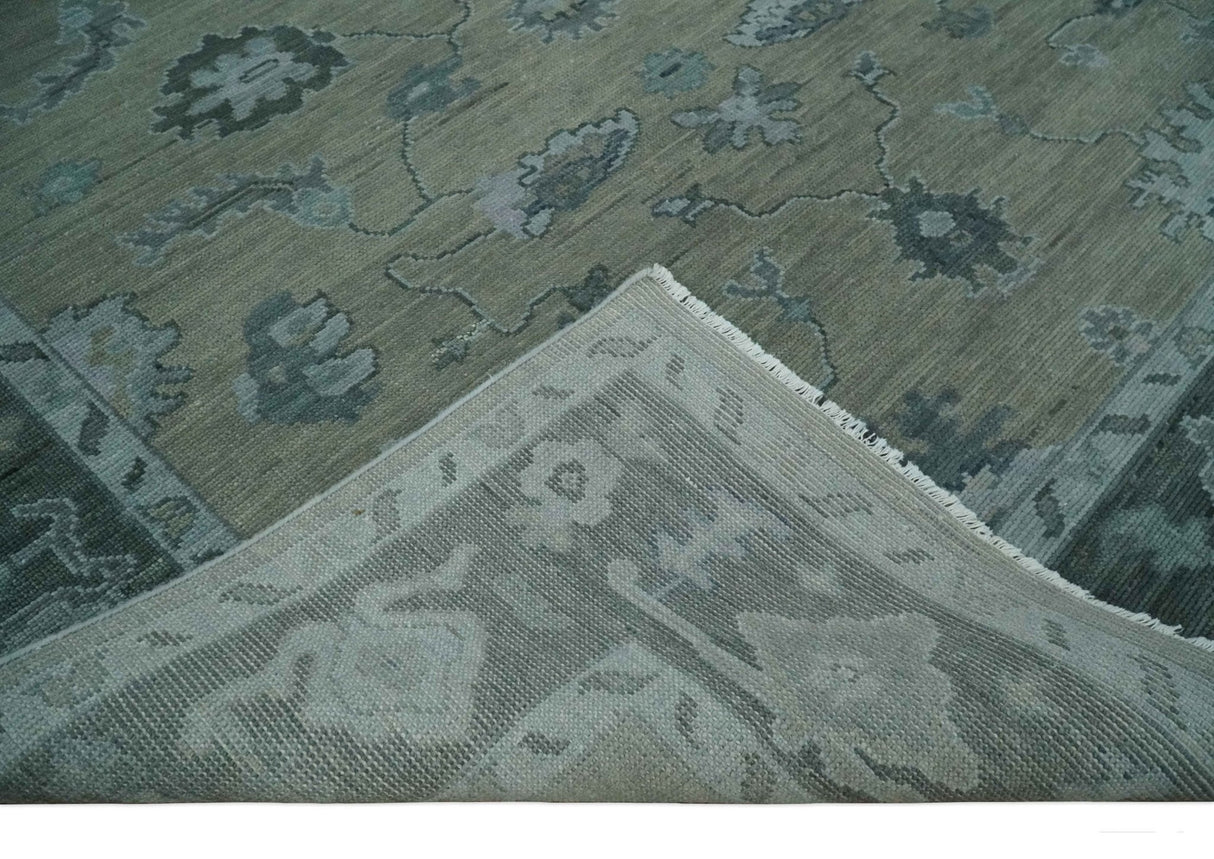 Custom Made Antique look Gray, Charcoal and silver Oriental Oushak wool Area Rug