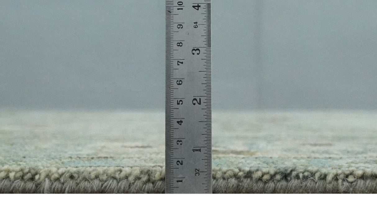 Custom Made Antique Style Green and Silver Hand knotted Traditional Oriental Oushak wool Area Rug