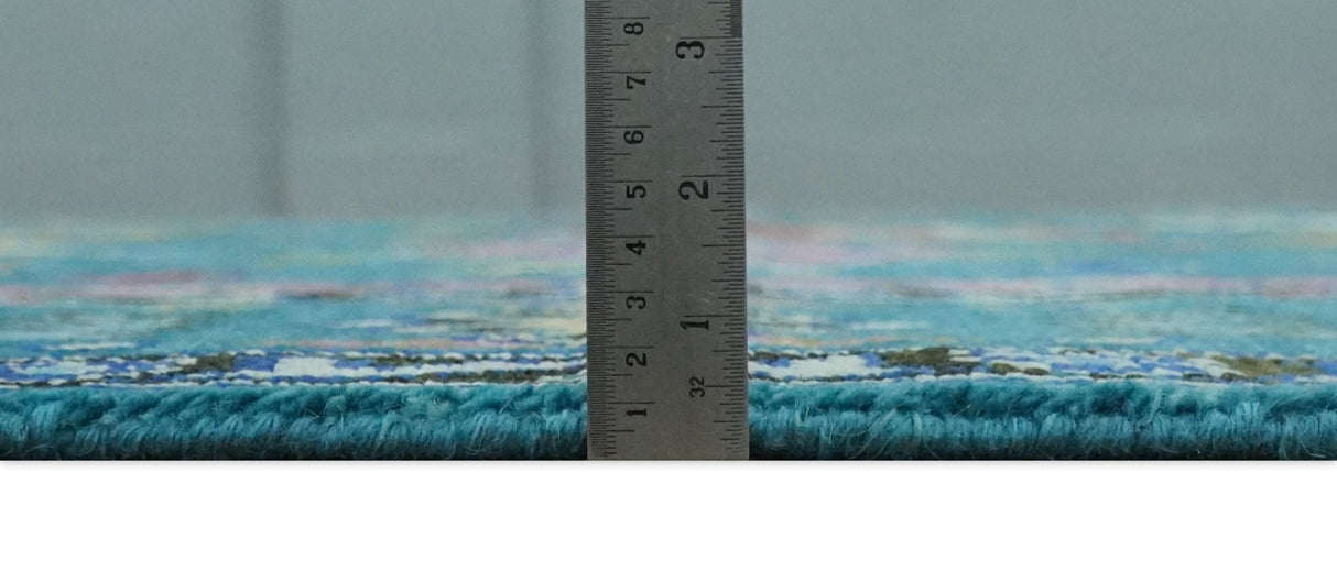 Custom Made Antique Style Hand Knotted Teal and Purple Traditional Oushak Multi Size Wool Rug