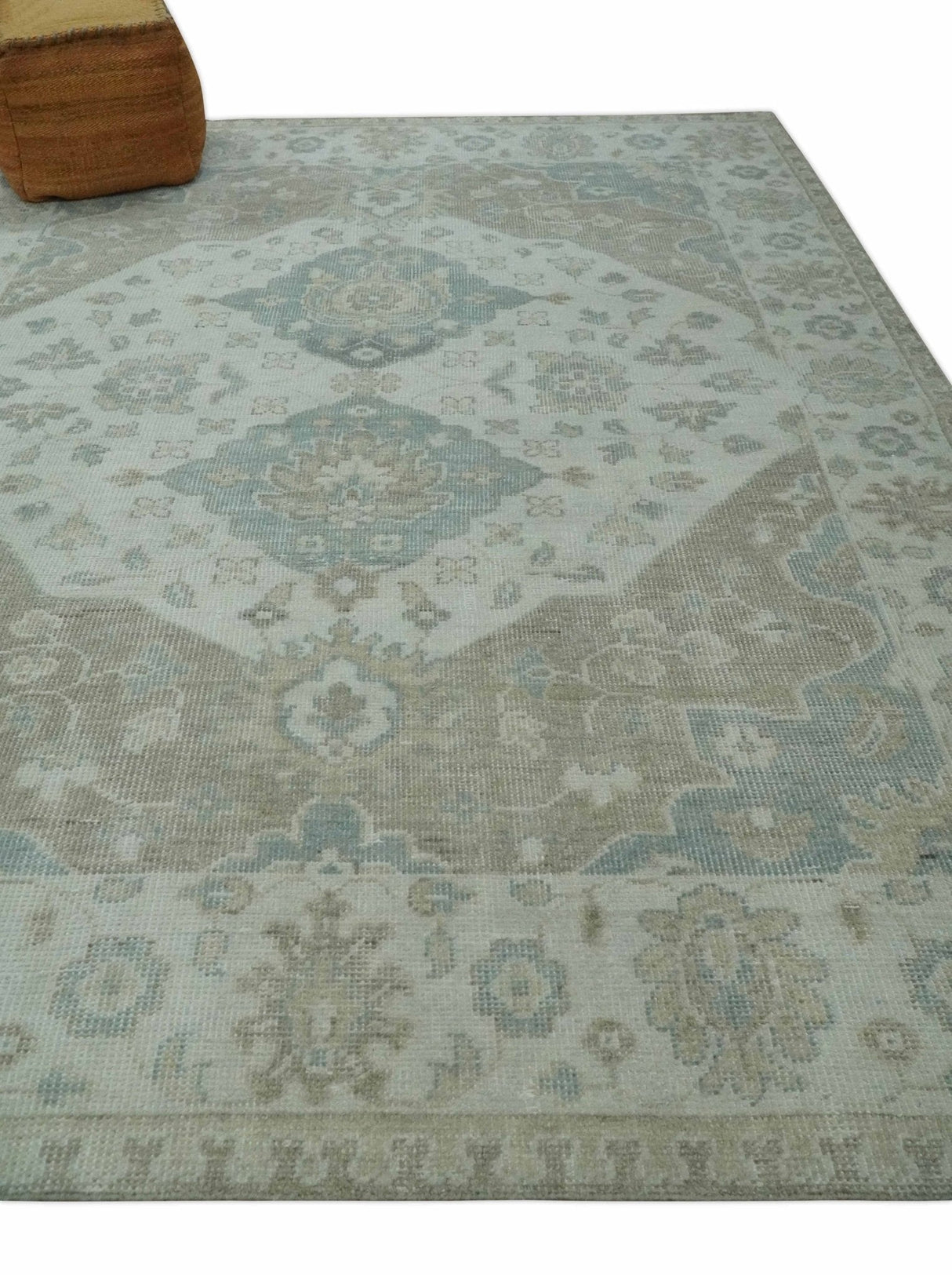 Custom Made Antique Style Neutral Ivory and Camel Custom Made wool Area Rug