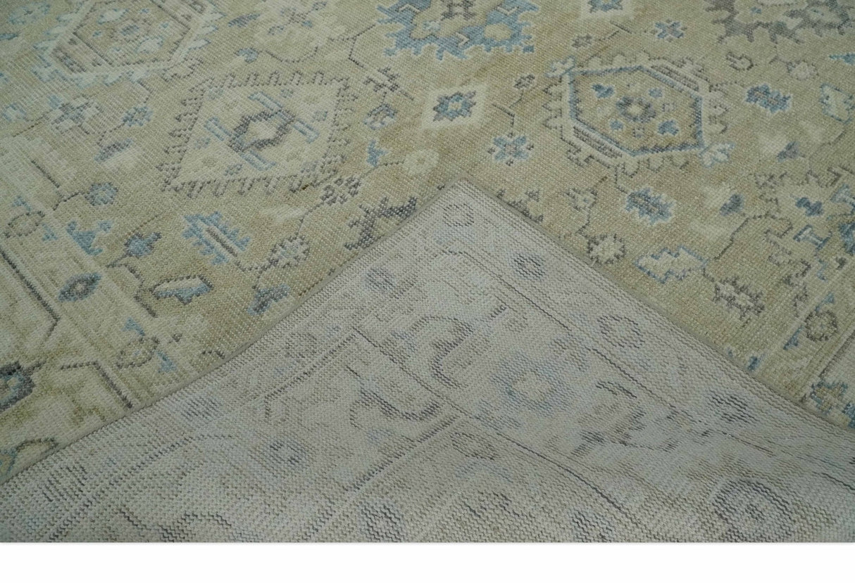 Custom Made Beige and Ivory Hand knotted Traditional Oushak wool Area Rug