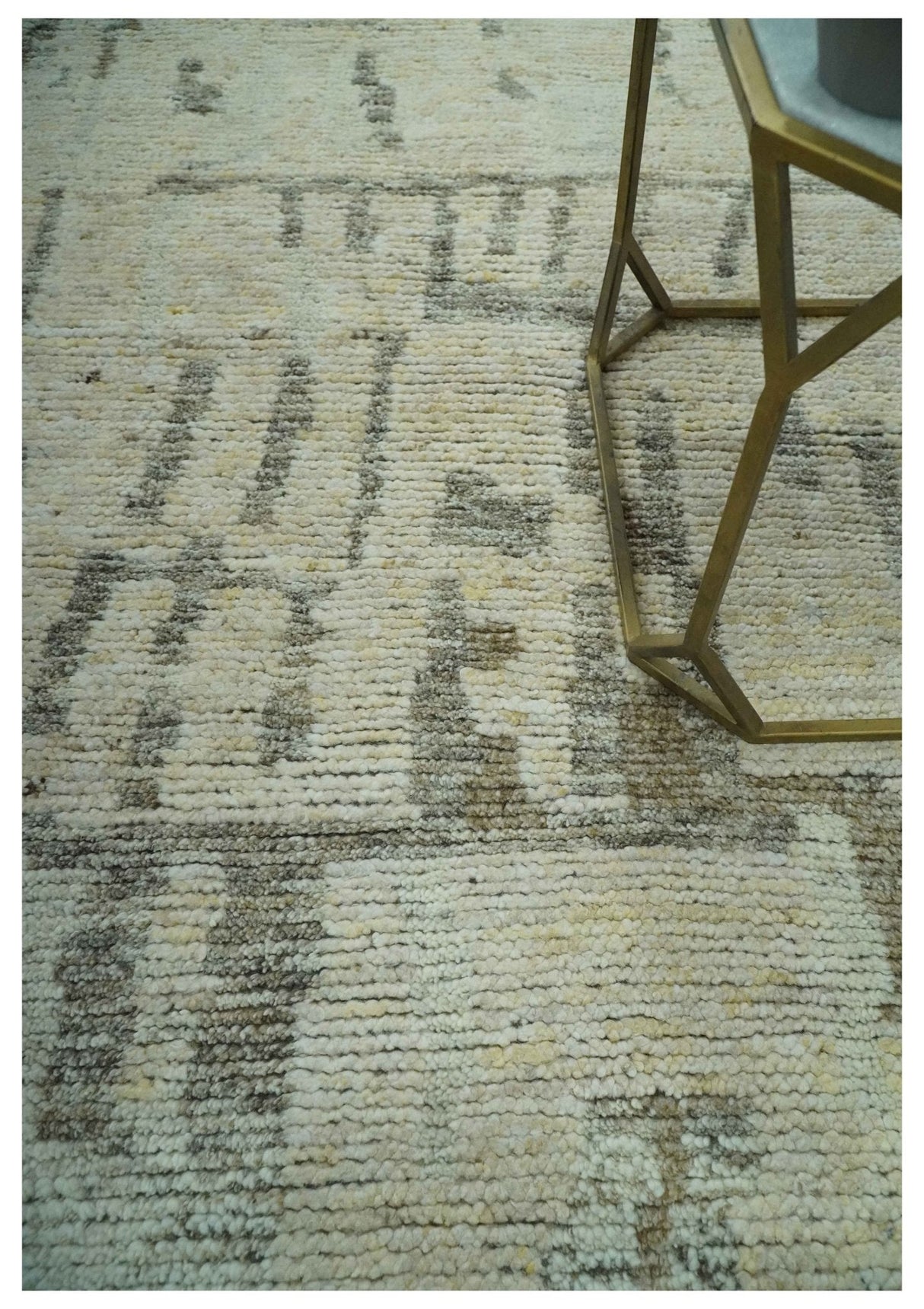 Custom Made Beige, Olive and Gray Hand Knotted Modern Abstract wool Area Rug