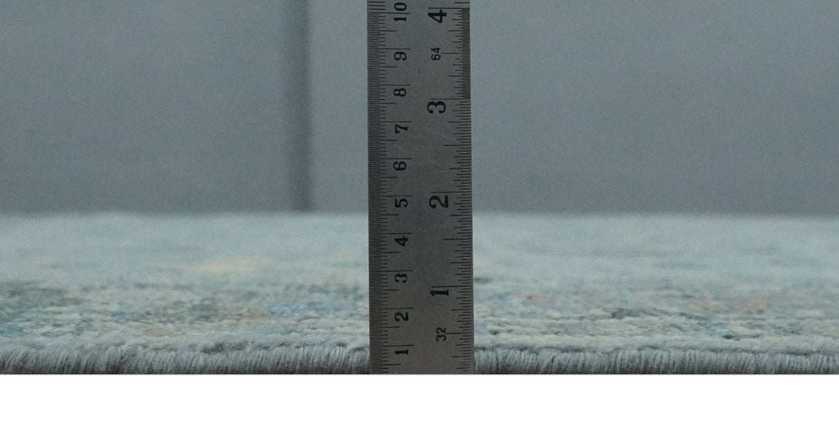 Custom Made Blue and Green Hand knotted traditional Oushak wool Area Rug