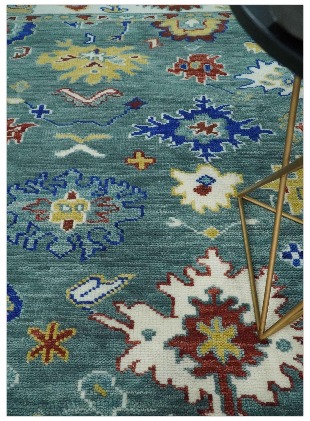 Custom Made Blue and Ivory Colorful Hand knotted Traditional Oushak wool Area Rug