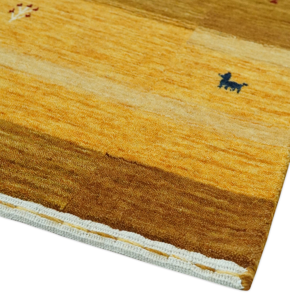 Custom Made Gold Tribal Gabbeh wool Area Rug