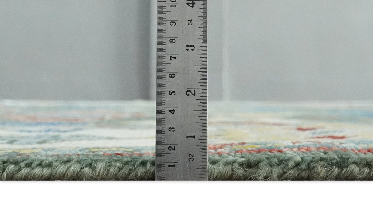 Custom Made Green and Ivory Colorful Hand knotted Traditional Oushak wool Area Rug