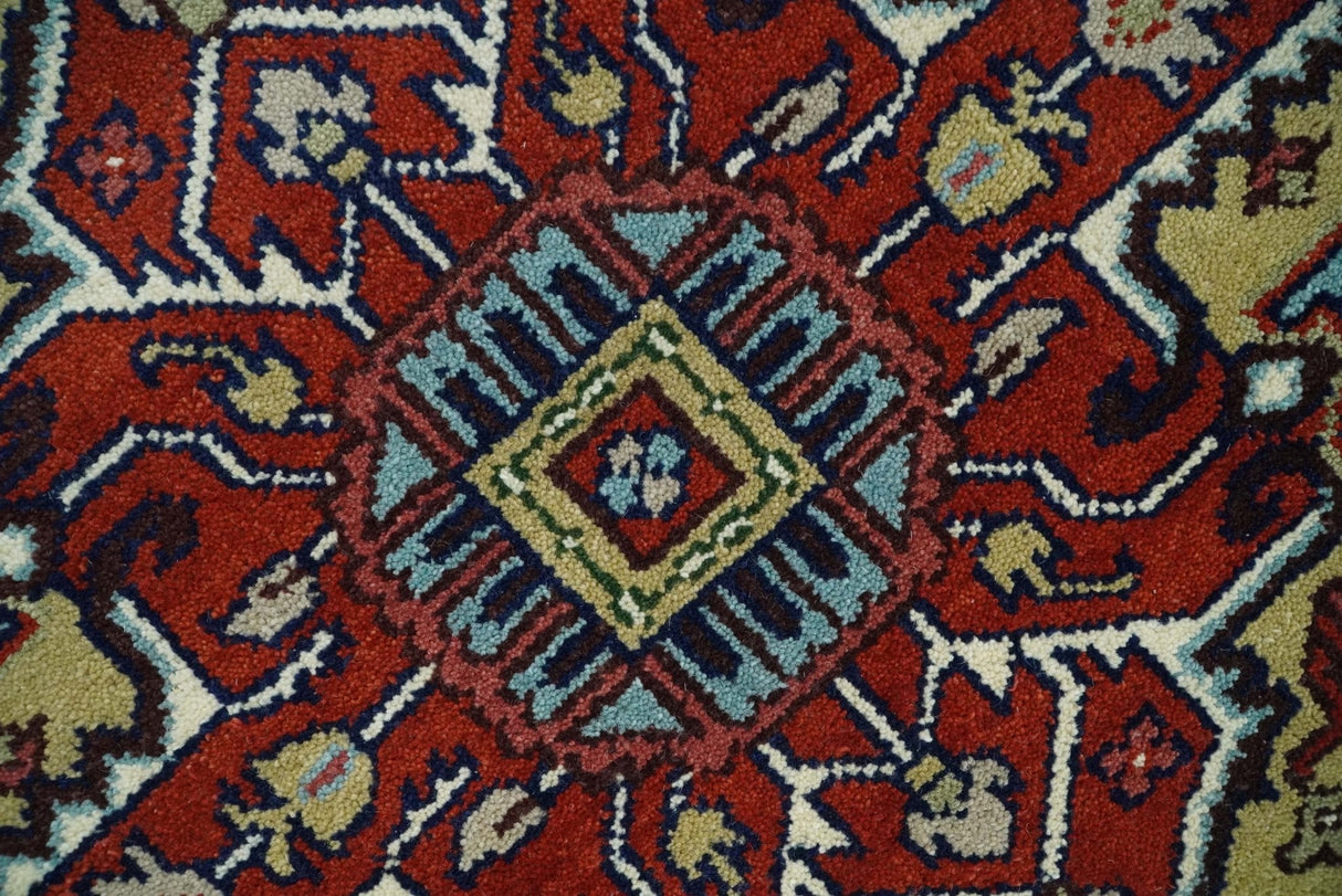 Custom Made Hand Knotted Multi Size Large Olive, Blue, Ivory and Rust Traditional Wool Rug