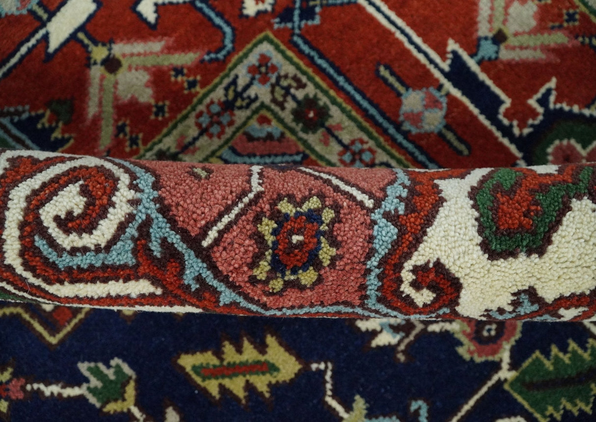 Custom Made Hand Knotted Multi Size Large Olive, Blue, Ivory and Rust Traditional Wool Rug