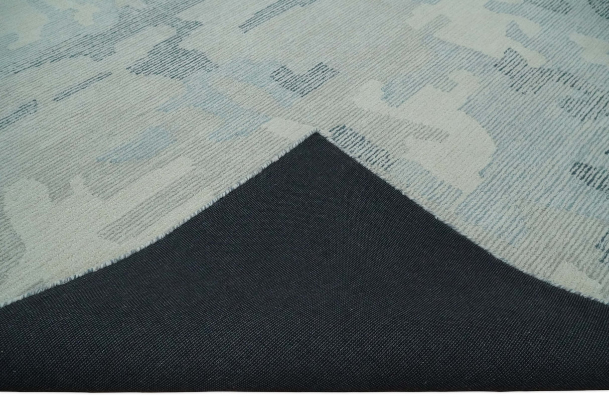 Custom Made Hand Tufted Ivory, Silver, Gray and Charcoal Modern Abstract Design Rug