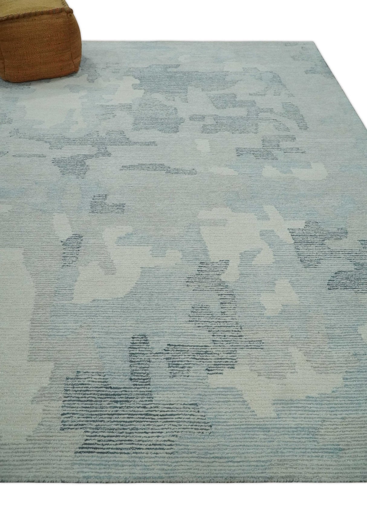 Custom Made Hand Tufted Ivory, Silver, Gray and Charcoal Modern Abstract Design Rug