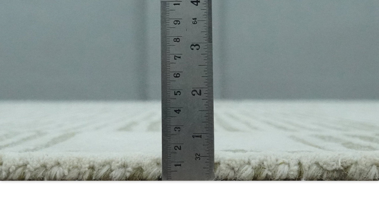 Custom Made Ivory and Olive Modern Stripes Design Hand Tufted wool Area Rug, Kids, Living Room and Bedroom Rug