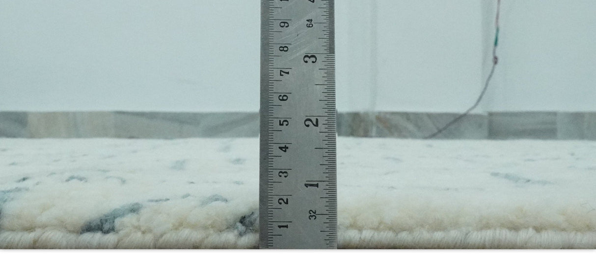 Custom Made Ivory, Beige and Gray Maze Design Hand knotted wool Area Rug