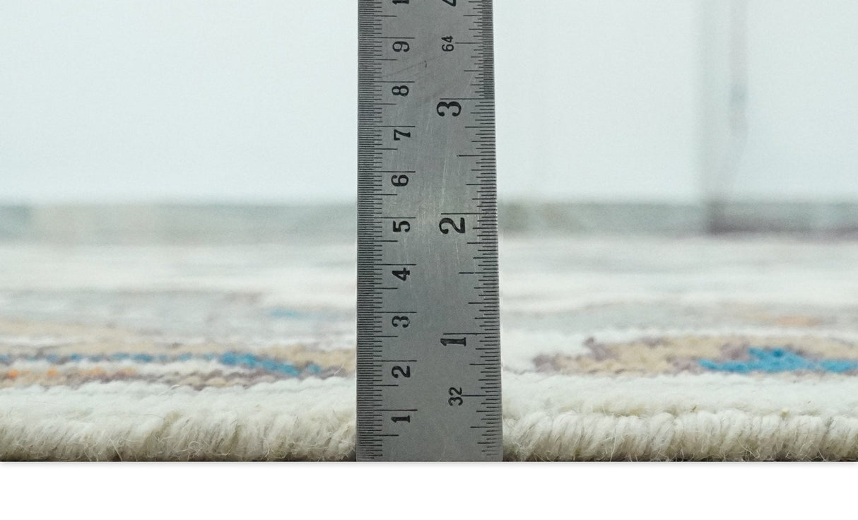 Custom Made Ivory, Gray and Camel Traditional Hand knotted Wool Area Rug