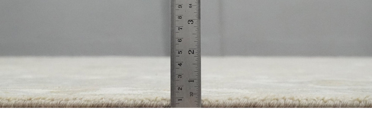 Custom Made Beige and Ivory Hand Knotted Traditional Oushak Wool Area Rug