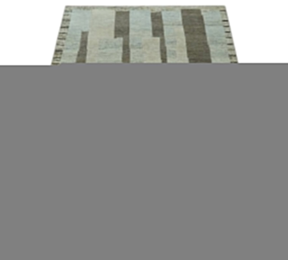 Custom Made Modern Geometrical Silver, Ivory and Charcoal Hand Knotted Wool area Rug