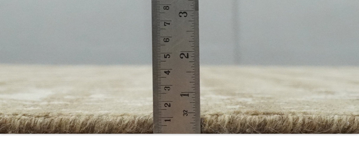 Custom Made Neutral Earthy Brown and Beige Chic Hand Knotted Natural Wool Minimal Area rug