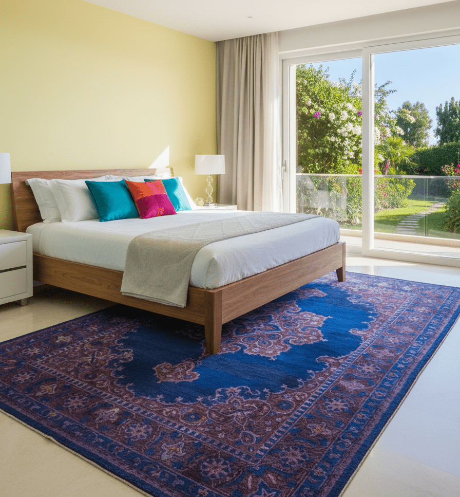 Custom Made Purple Traditional Floral Design Hand Tufted Overdyed Wool Area Rug