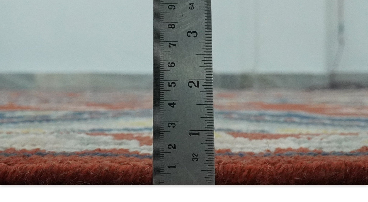 Custom Made Red, Blue, Gray and Mustard Traditional Hand knotted wool Area Rug