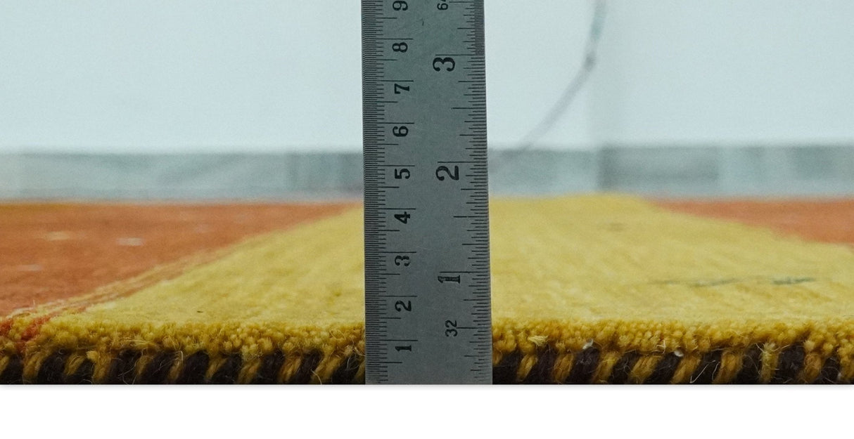 Custom Made Rust, Brown, Gold and Charcoal Geometrical Stripes Design wool area rug