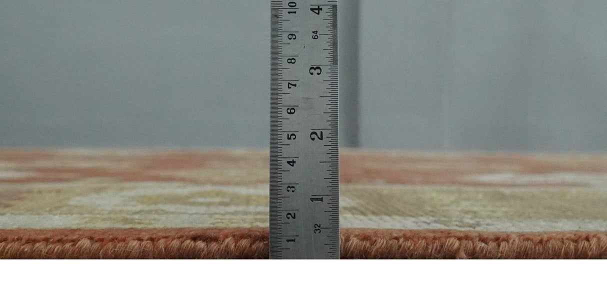 Custom Made Rust, Ivory and Beige Hand Knotted Traditional Oushak Multi Size Wool Area Rug