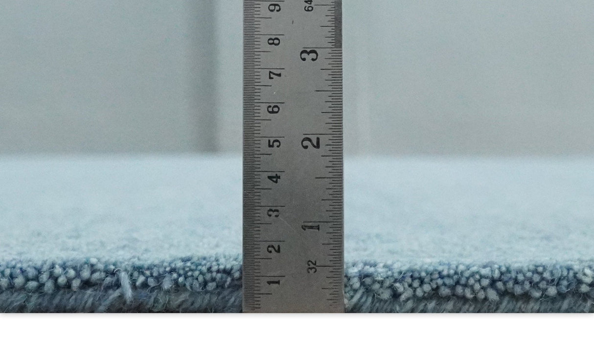 Custom Made Solid Plane Light Blue Woolen Hand Tufted wool area Rug