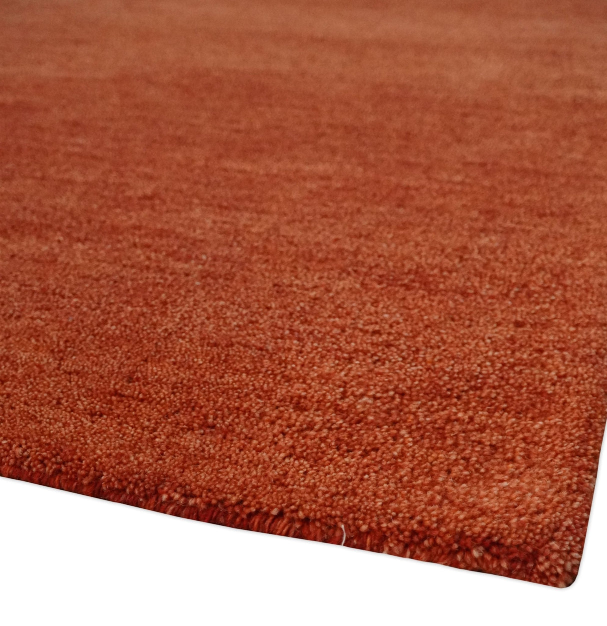 Custom Made Solid Plane Rust Woolen Hand Tufted Multi Size wool Rug