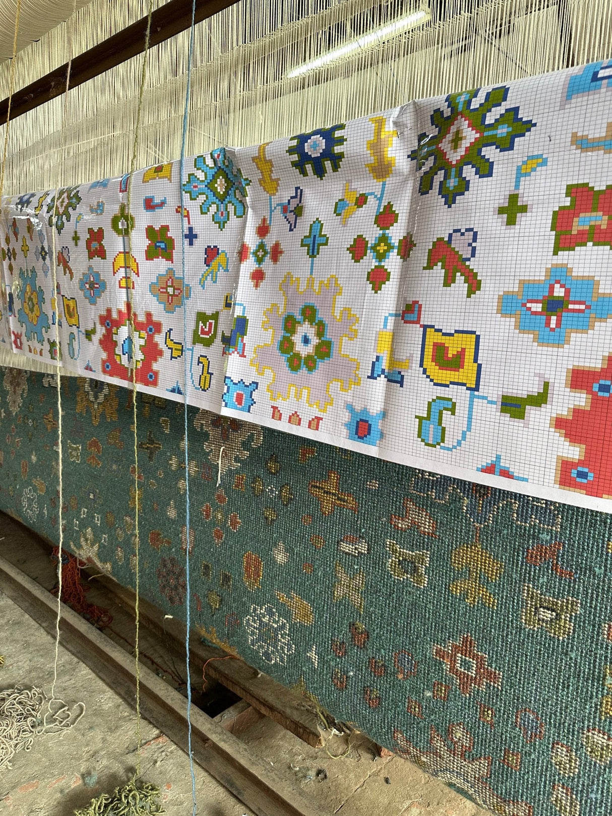 Custom Made Teal and Ivory Hand knotted Traditional Oushak wool Area Rug