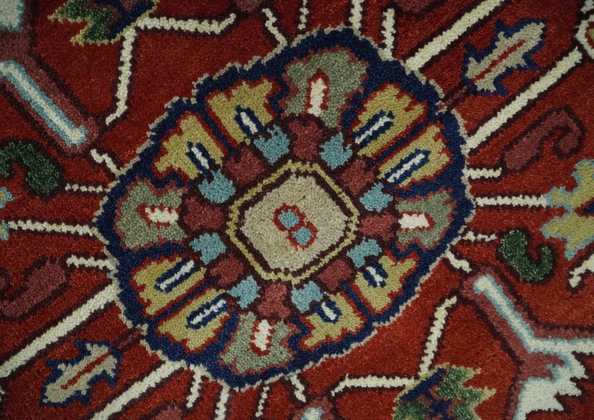 Custom Made Traditional Brown, Ivory and Blue Hand knotted Multi Size wool Area Rug