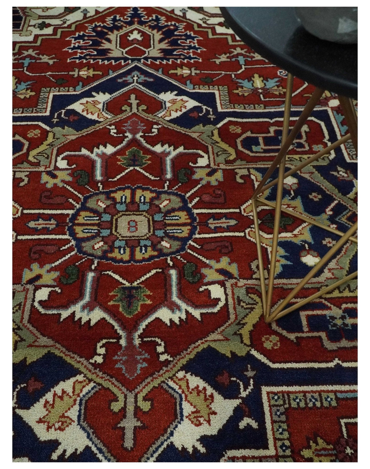 Custom Made Traditional Brown, Ivory and Blue Hand knotted Multi Size wool Area Rug