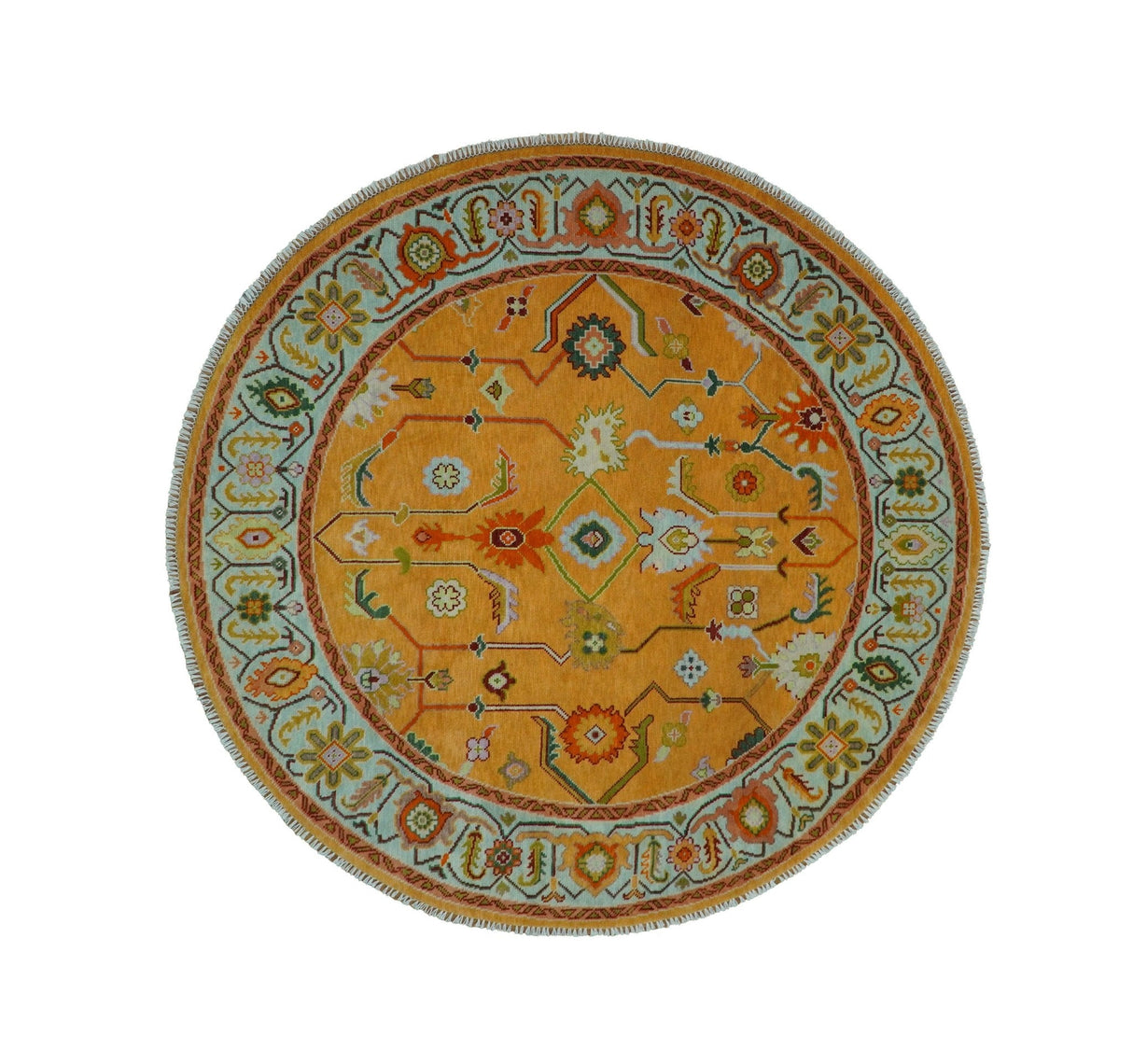 Custom Made Traditional Floral Dark Peach and Ivory Hand knotted Multi Size wool Area Rug