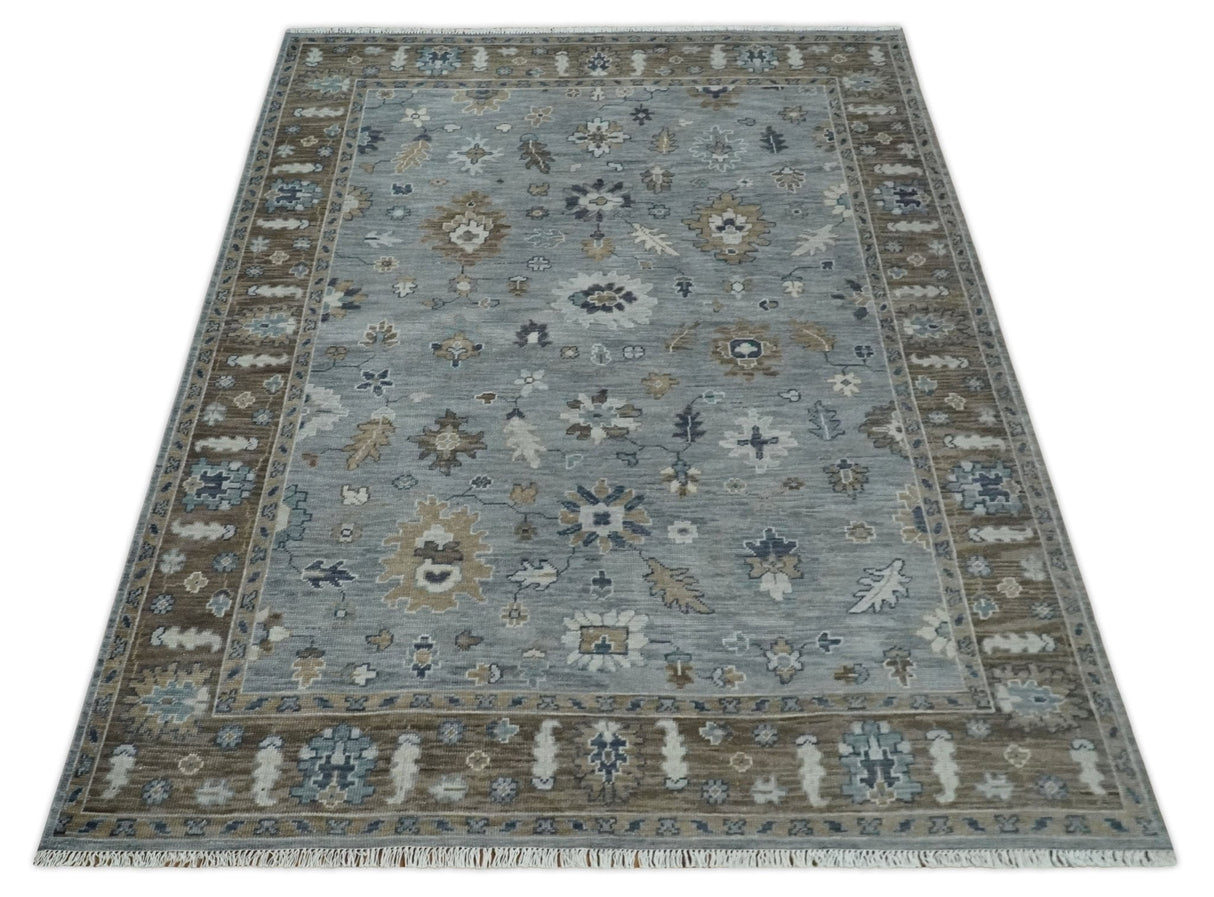 Custom Made Traditional Gray and Brown Multi Size Antique Style Hand knotted Wool Area Rug