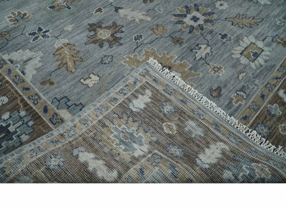 Custom Made Traditional Gray and Brown Multi Size Antique Style Hand knotted Wool Area Rug