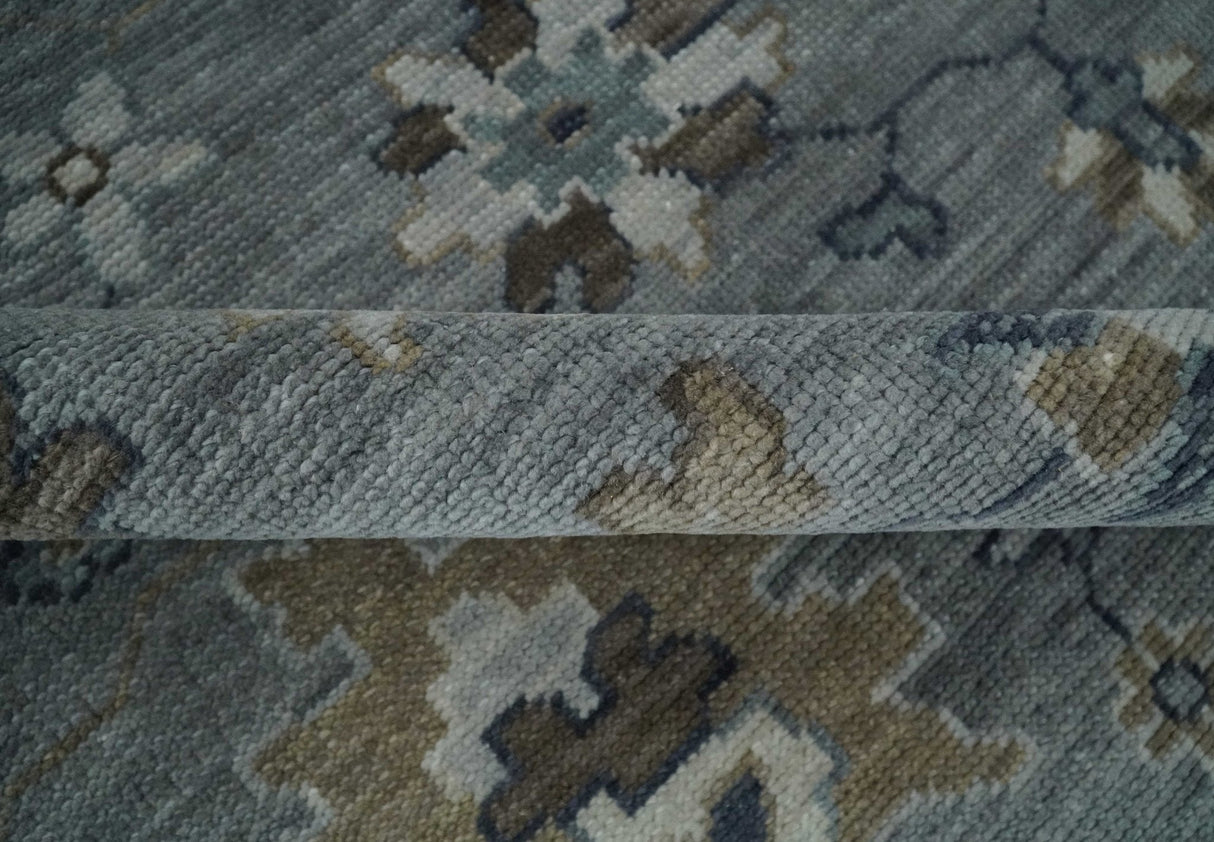 Custom Made Traditional Gray and Brown Multi Size Antique Style Hand knotted Wool Area Rug